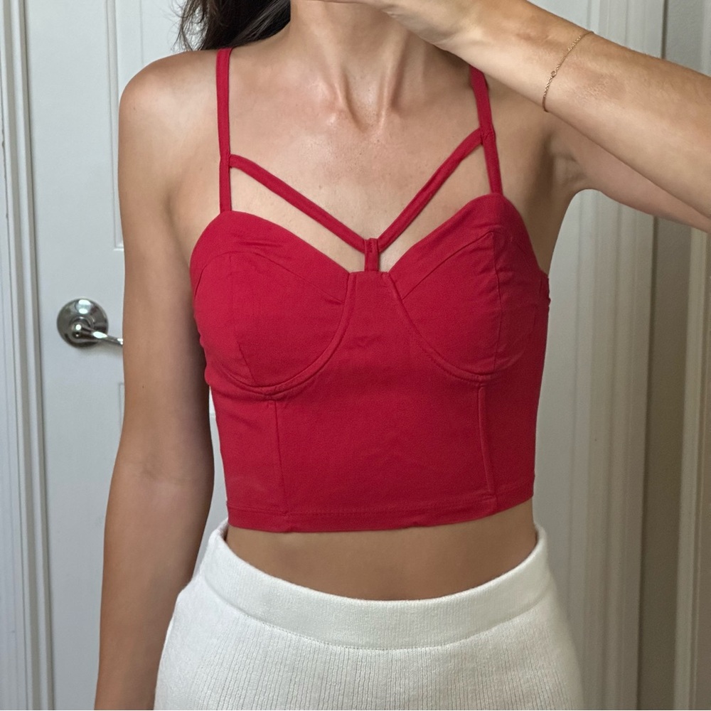 Strappy Red Corset Top